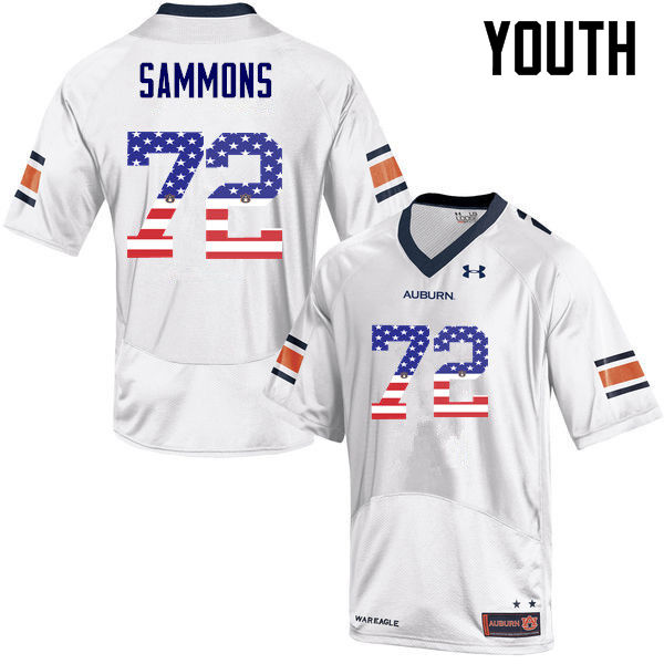 Youth #72 Prince Micheal Sammons Auburn Tigers USA Flag Fashion College Football Jerseys-White
